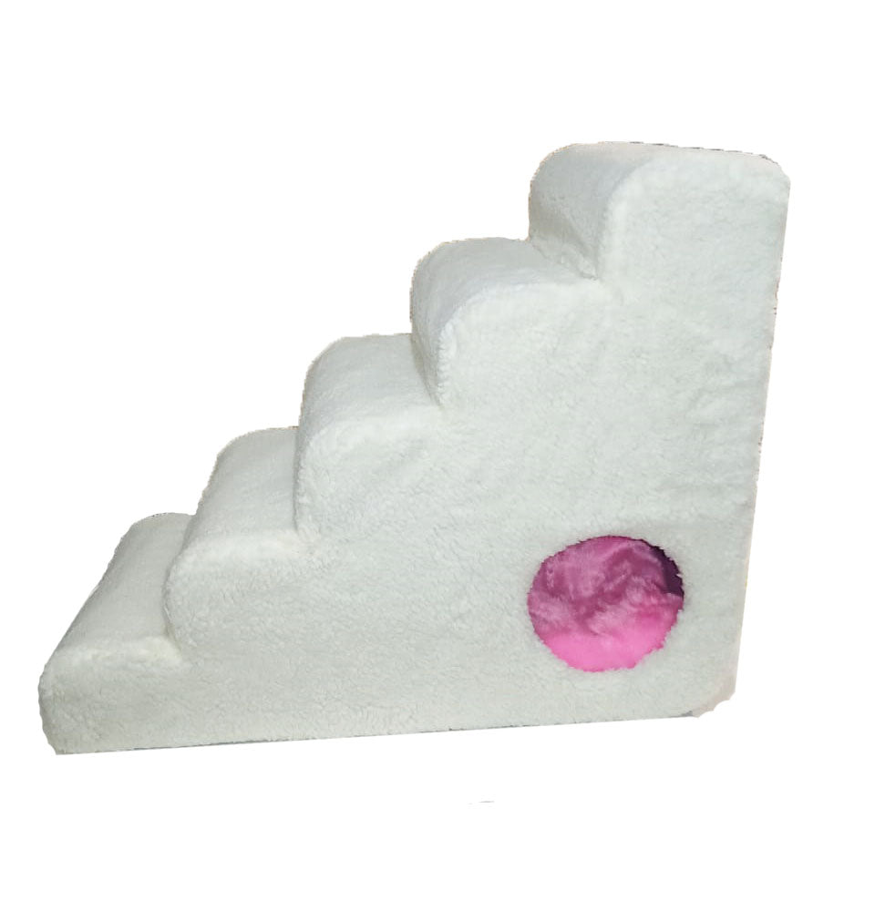 Escada Cães Gatos + Brinde 5 Degraus Toca Espuma 60 Cm Altura