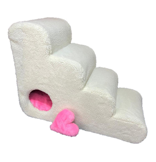 Caminha Cães Escada Box Mdf Espuma Pelúcia 4 degraus e 60cm Altura