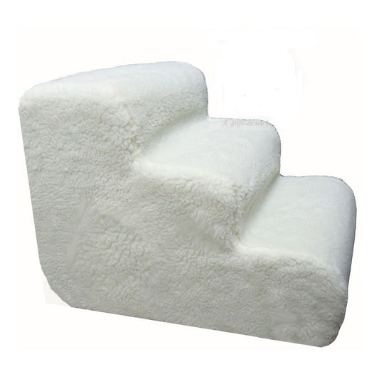 Escada Pet Pelúcia Carneirinho Estrutura Madeira Resistente Durável 40 Cm