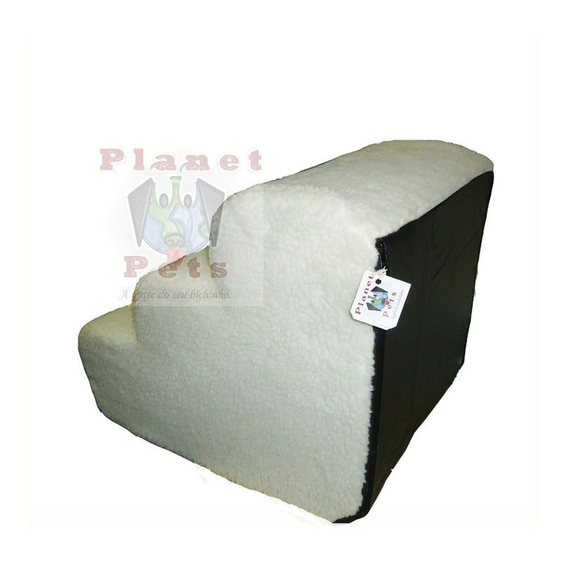 Escada Pet Pelúcia Carneirinho Estrutura Madeira Resistente Durável 40 Cm